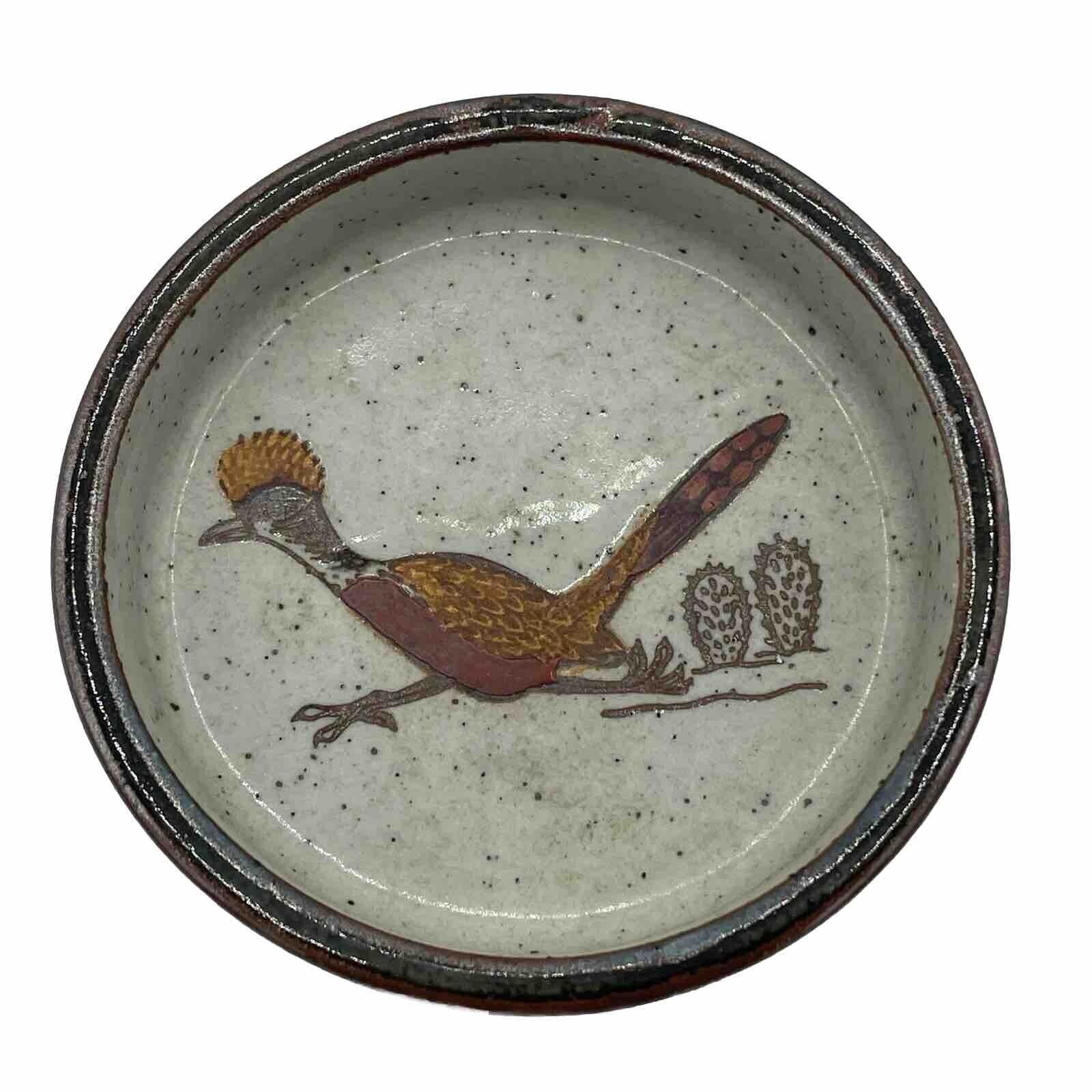 Vintage Otagiri Japan Roadrunner pottery ashtray Southwest theme MCM Speckled