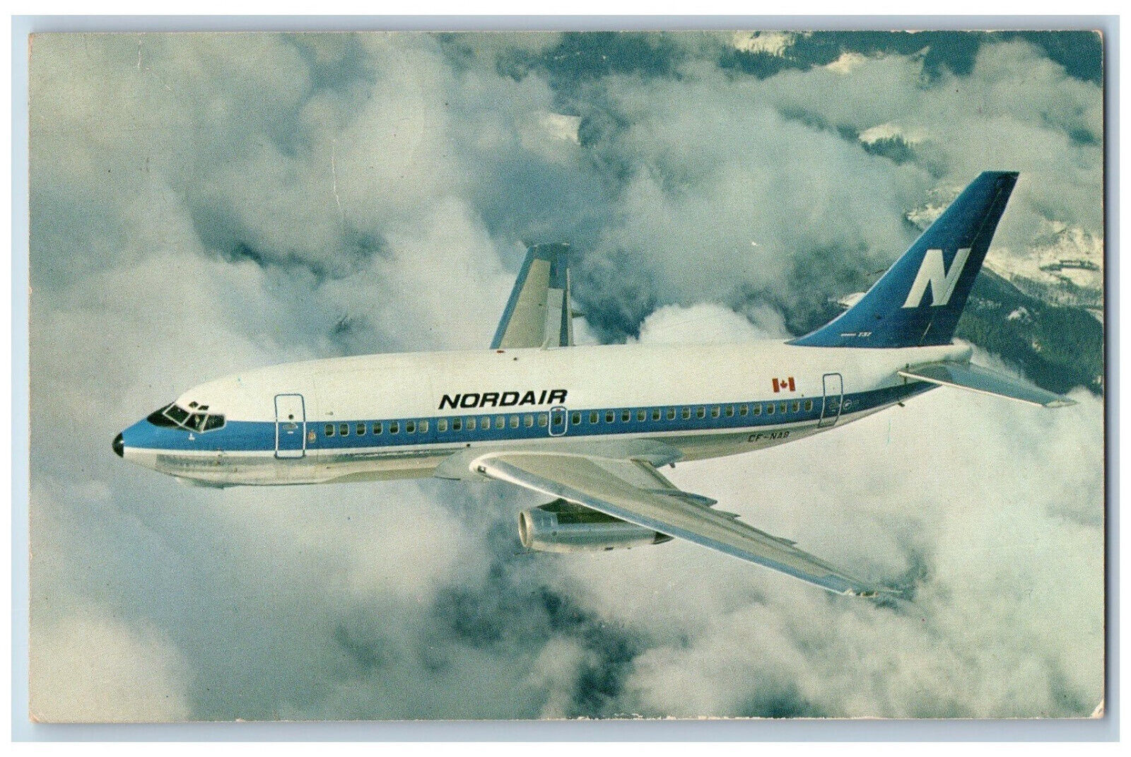 La Grande PQ Canada Postcard Nordair Blue Tailed Jet Flights Le Boeing 737 1977