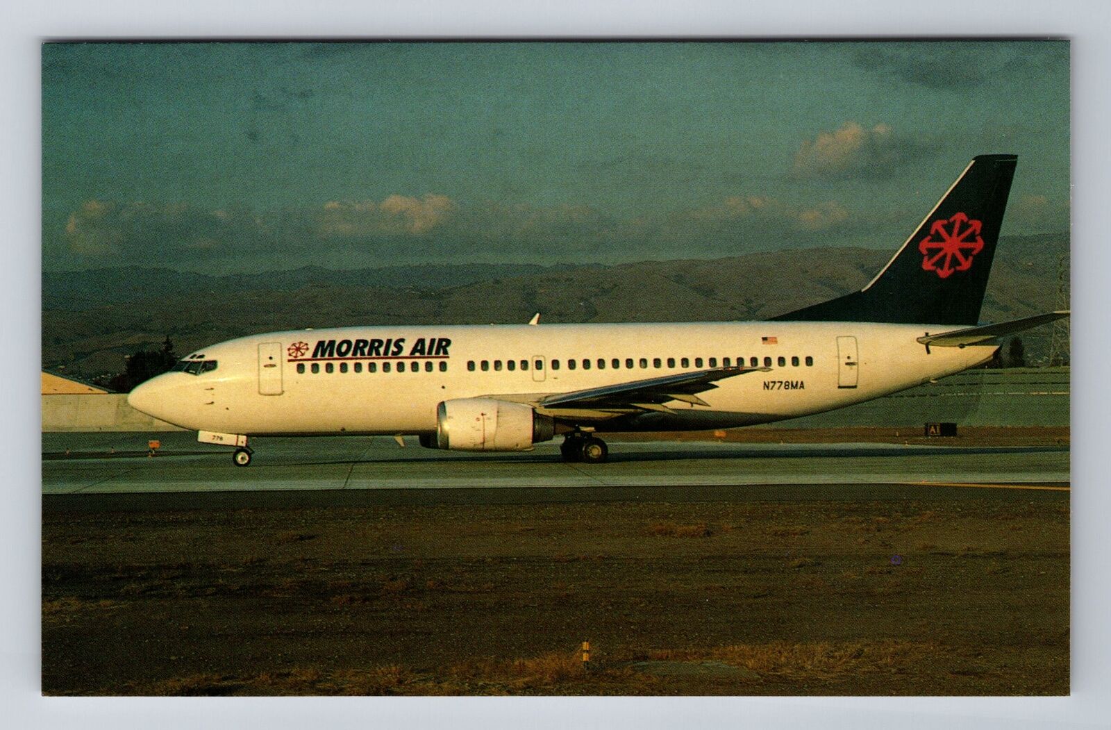 Morris Air Boeing B-737-3G7, Plane, Transportation, Antique Vintage Postcard