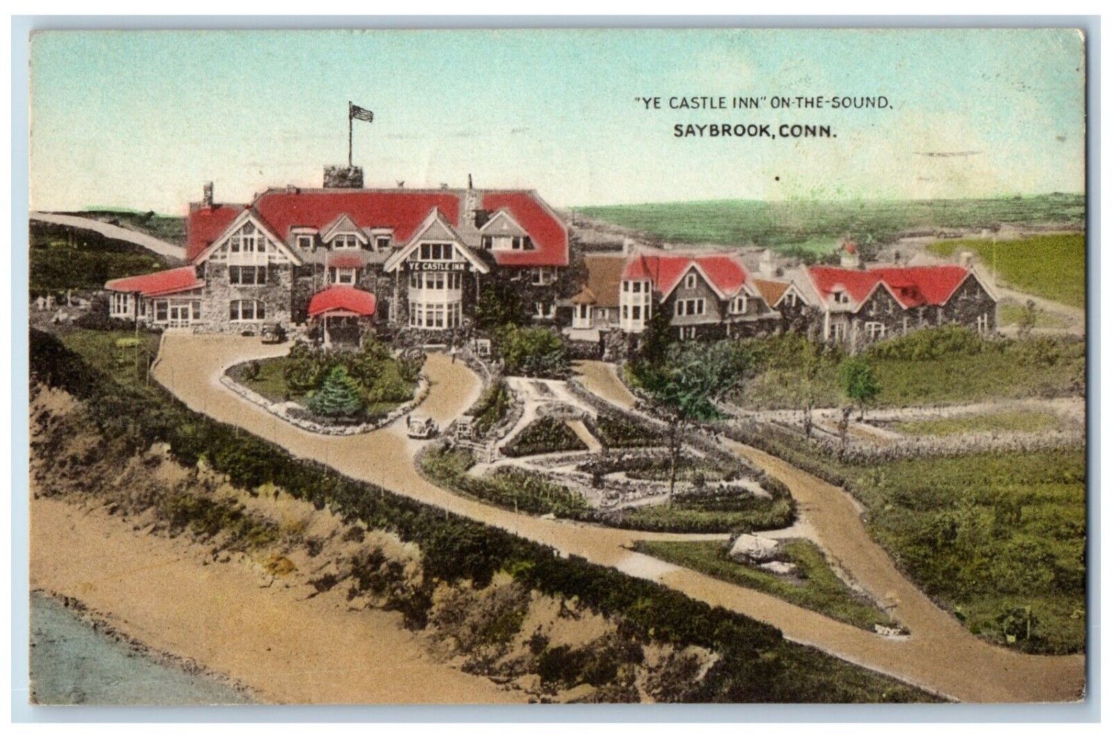 Saybrook Connecticut CT Postcard Ye Castle Inn Motel On-The-Sound 1944 Vintage