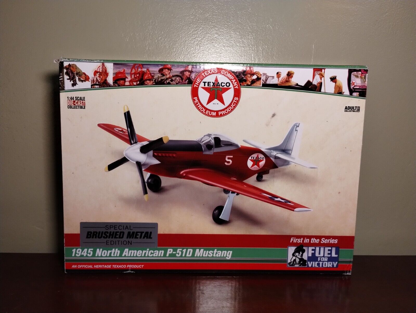 Texaco 1945 North American P-51D Mustang Diecast Airplane Special Brushed Metal 