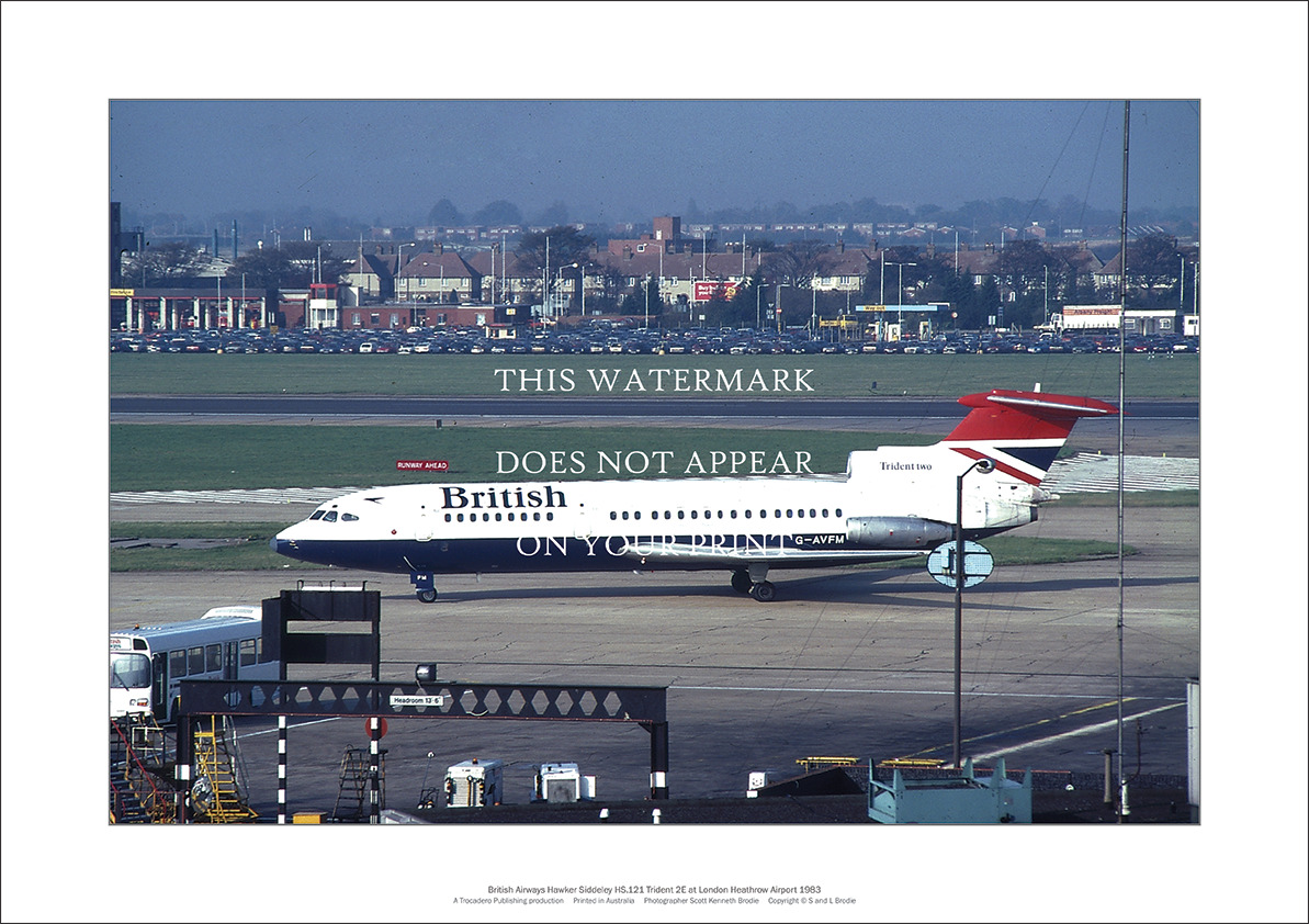 British Airways HS-121 Trident A2 Art Print – London Heathrow – Aviation Poster