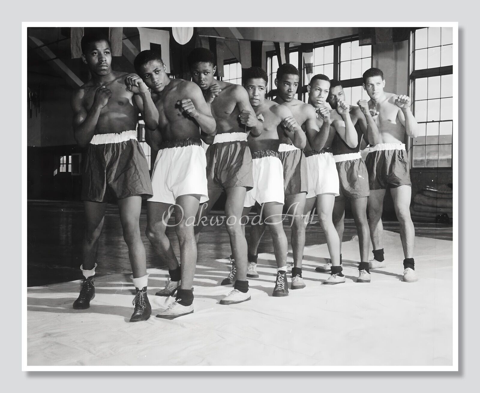 1940s Black Boxers Posing in Boxing Stance, US Navy, Vintage Photo Reprint