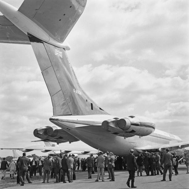 The tail of a Vickers Super VC10 jet airliner prototype 1964 OLD PHOTO