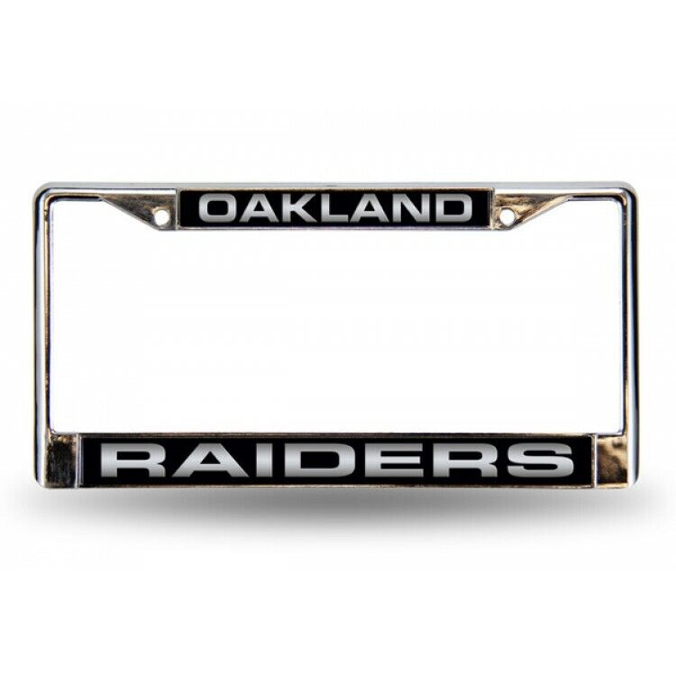 oakland raiders nfl football team logo laser chrome license plate frame usa made