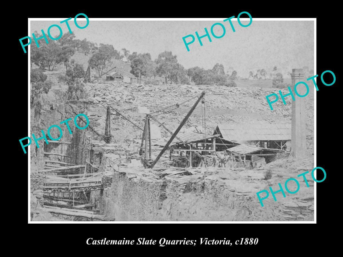 OLD 8x6 HISTORICAL PHOTO OF CASTLEMAINE VICTORIA THE SLATE QUARRIES c1880