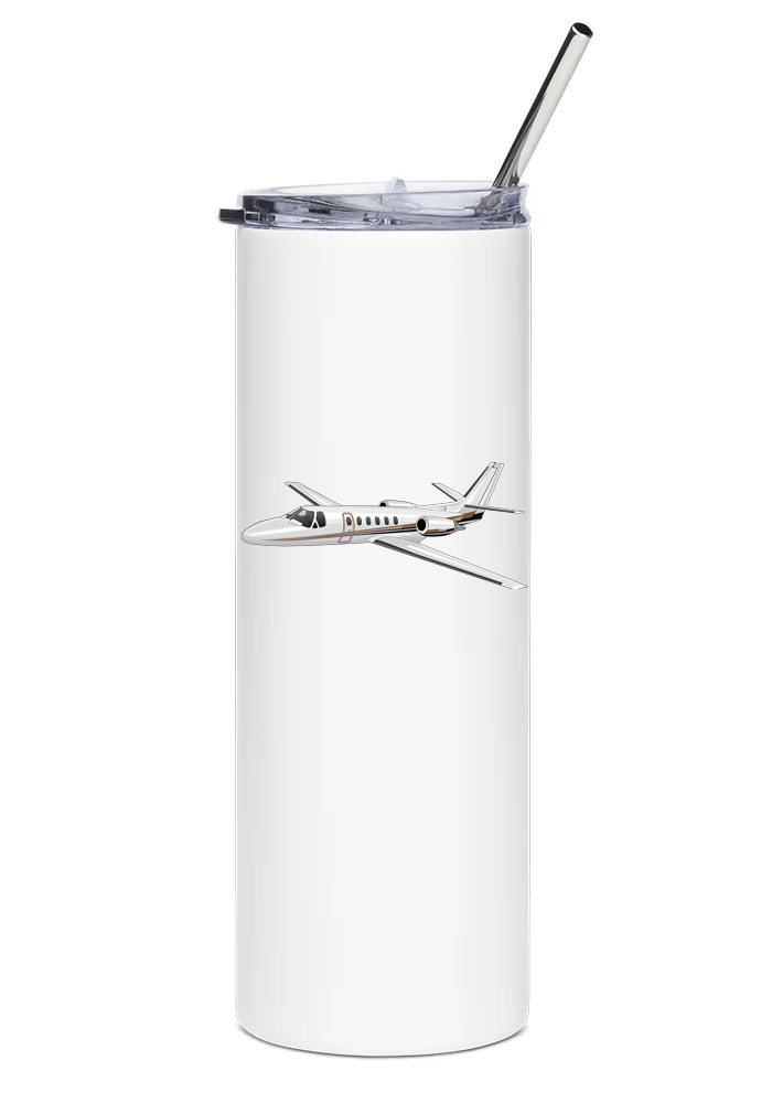 Cessna Citation Bravo Stainless Steel Water Tumbler with straw - 20oz.