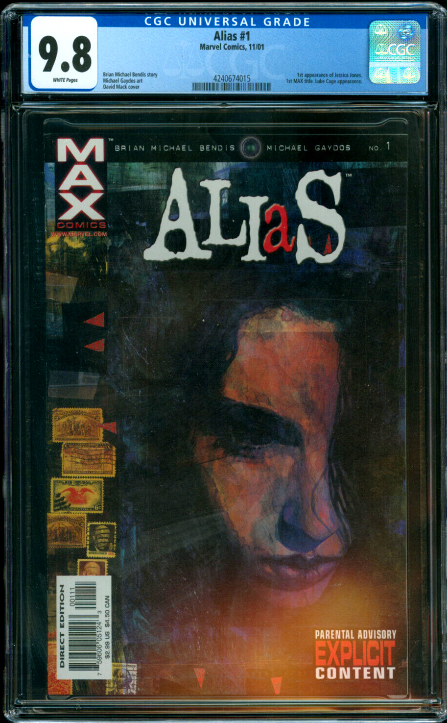 ALIAS #1 1st App Appearance Jessica Jones CGC 9.8  Marvel Comics 2001 MCU