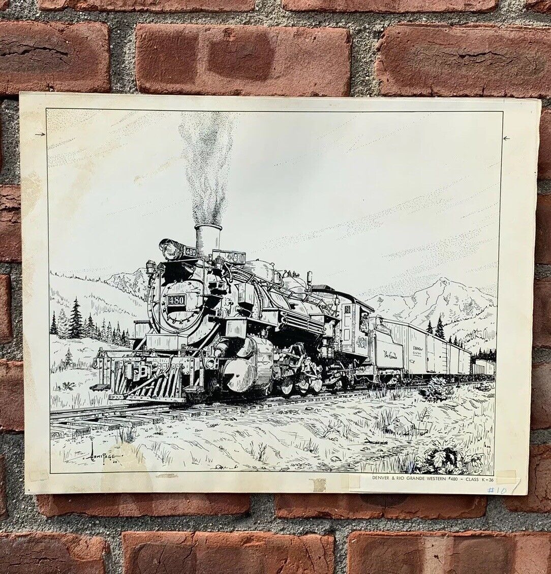 Alan Armitage Model Railroading Original Art. Denver & Rio Grande Western 480