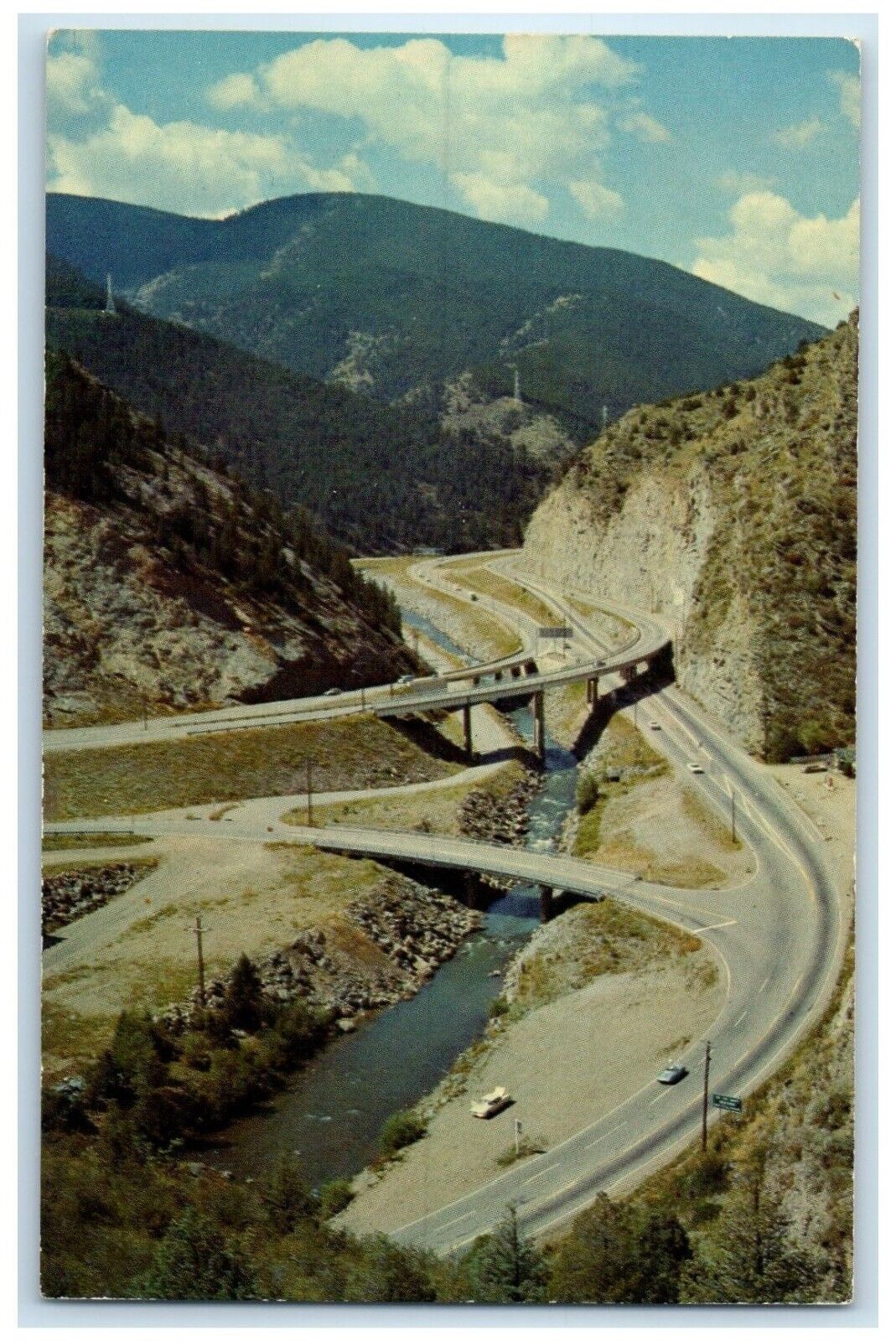 c1960 Clear Creek Canyon Highways 6 40 Idaho Springs Colorful Colorado Postcard
