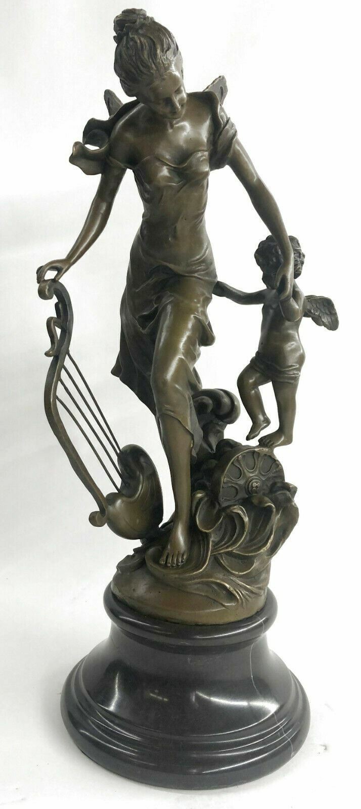 Sexy Fairy with Putti Bronze Sculpture Female Celestial Figure Craft Ornate Sale