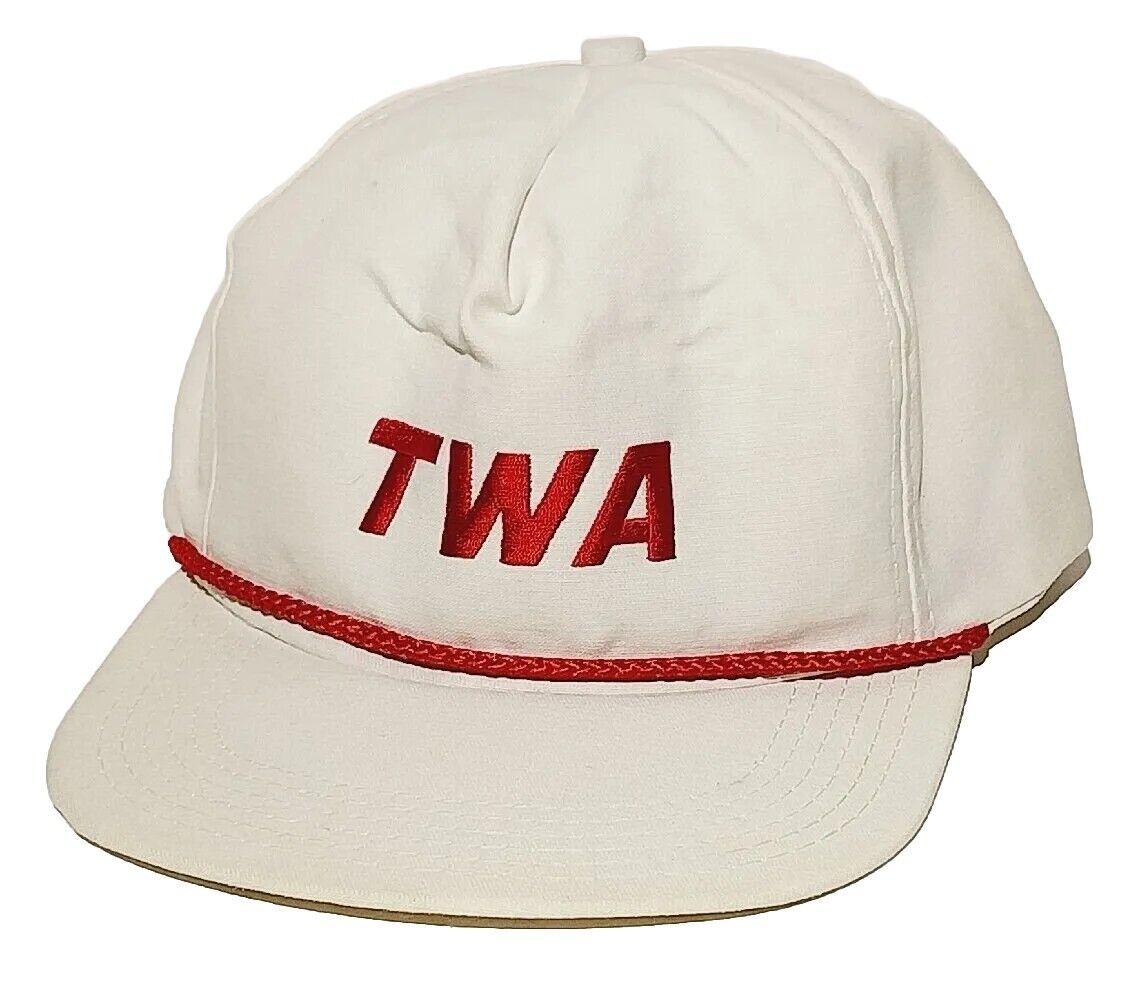 TWA JET AIRPLANE BOEING SNAPBACK RED & WHITE TRUCKER BASEBALL ROPE HAT CAP  ~USA