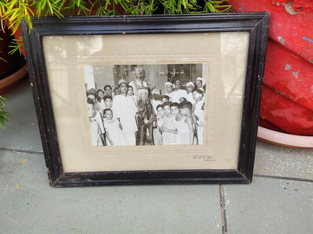 Vintage Old Indian K.L & Sons Bikaner Marriage Procession Photograph Print Frame