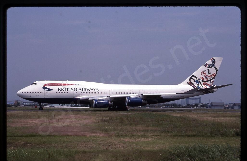 British Airways Boeing 747-400 G-BNLG No Date Kodachrome Slide/Dia A16
