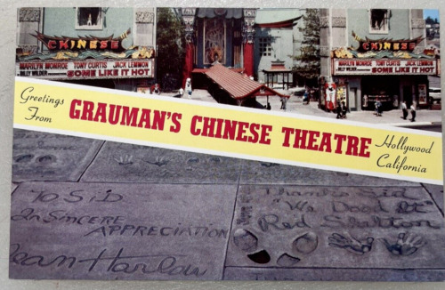 Lot 5 Vintage Unused Postcards Hollywood California~Graumans Theatre~Wilshire