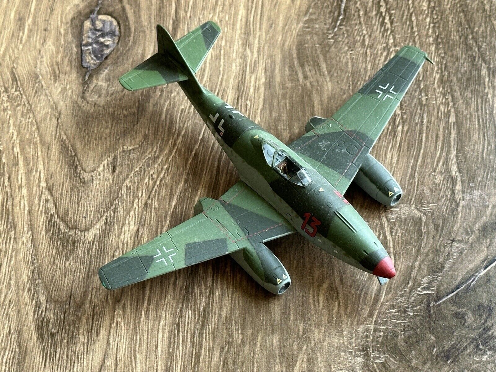 ME-262A1A RED KOMMANDEUR AIRCRAFT SCALED MODEL METAL WITH FLAWS