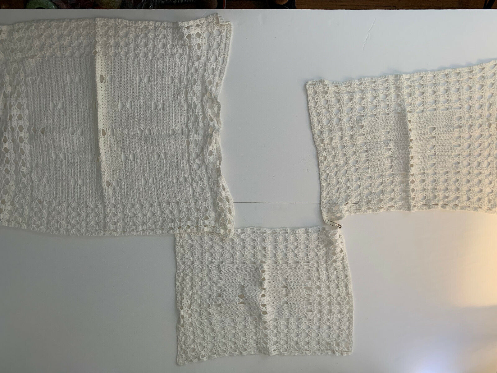 3 Vintage Hand Crocheted Rectangle Doily Doillies  Perfect Condition