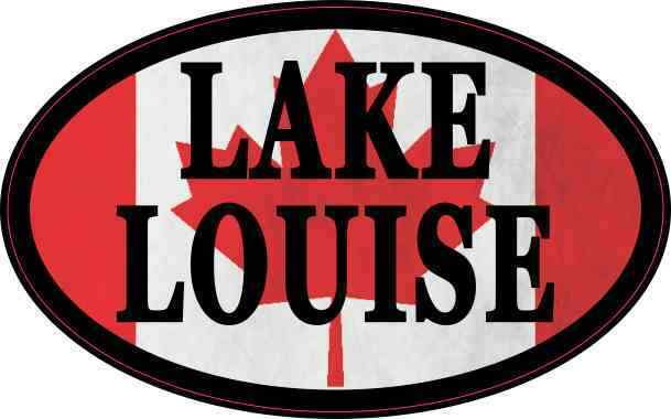 4inx2.5in Oval Canadian Flag Lake Louise Sticker Car Truck Vehicle Bumper Decal