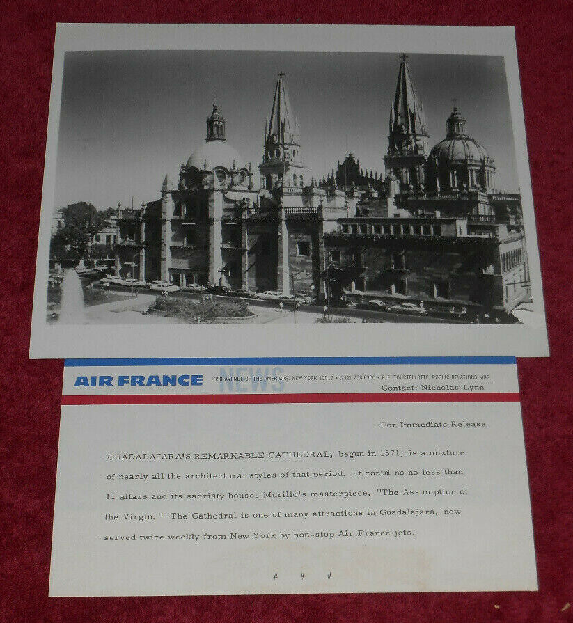 Vintage Air France Press Photo Guadalajara Cathedral Mexico