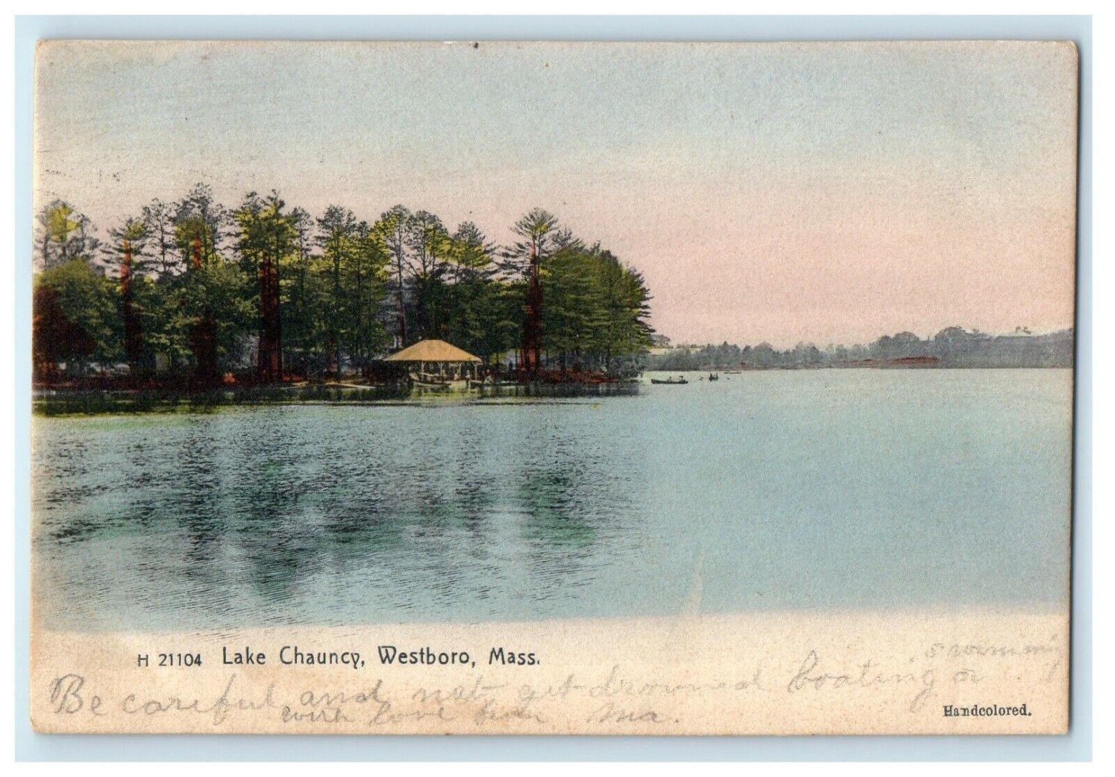 1909 Lake Chauncy, Westboro, Massachusetts MA Antique Posted Postcard