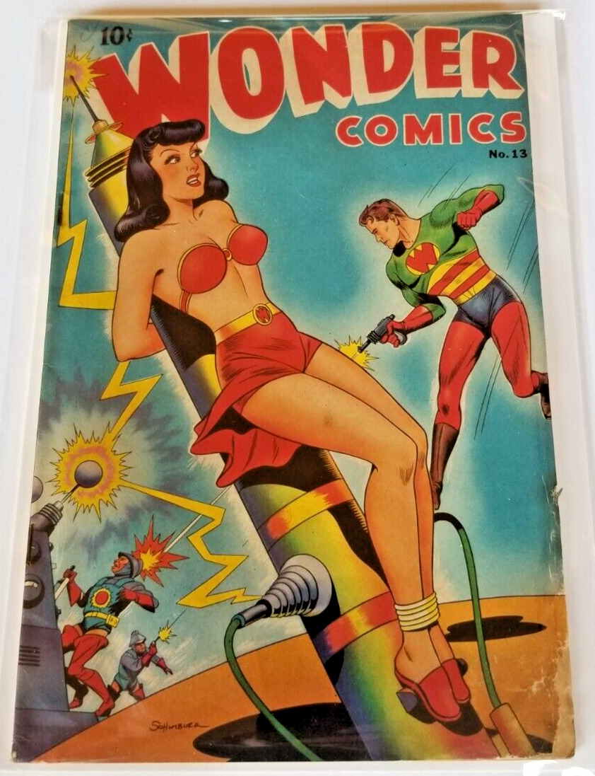 WONDER COMICS #13 VG- 3.5 BETTER PUBLICATIONS 1947 ALEX SCHOMBURG BONDAGE COVER