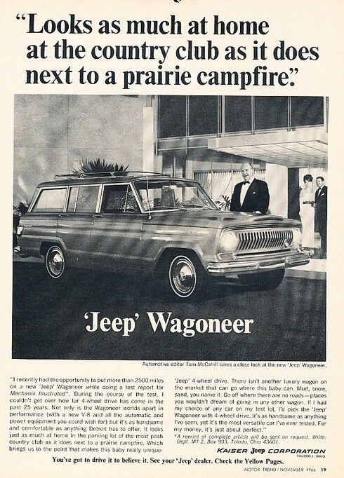 1967 1966 Jeep Wagoneer Kaiser Original Advertisement Print Car Ad J543