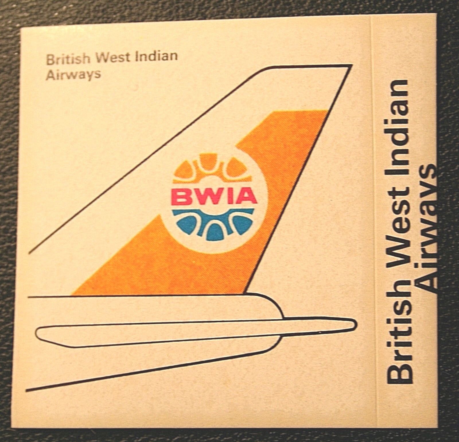 BWIA  BRITISH WEST INDIAN AIRWAYS  Aircraft Tail Livery  Sticker Card  DD15M