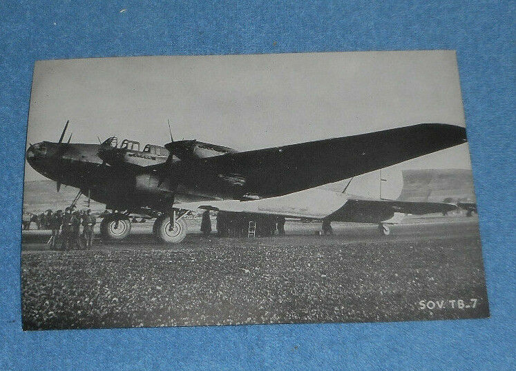 Vintage Photo Print Petlyakov Pe-8 TB-7 WWII Soviet Bomber Aircraft On Ground