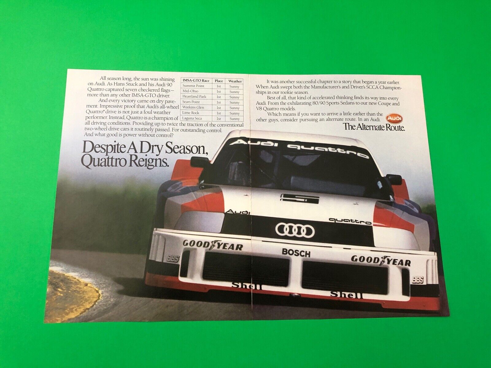 1990 1991 AUDI 90 QUATTRO IMSA RACE CAR VINTAGE ORIGINAL PRINT AD ADVERTISEMENT