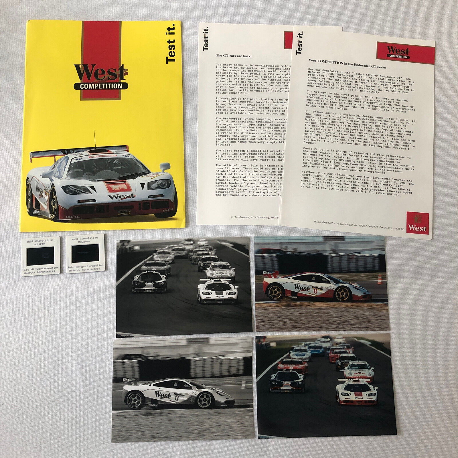 McLaren F1 West Competition Racing Press Kit Brochure Photo 35MM Slide +