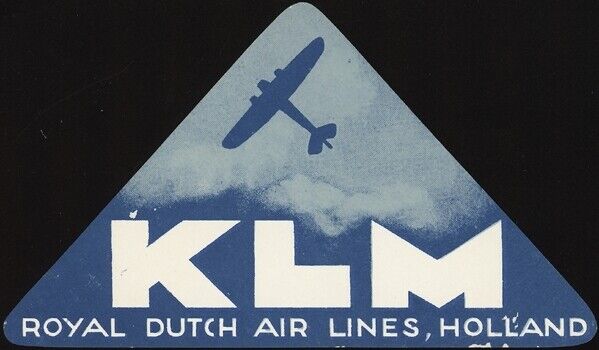 NETHRLANDS, 1935. K.L.M. Royal Dutch Air Lines, Luggage Decal