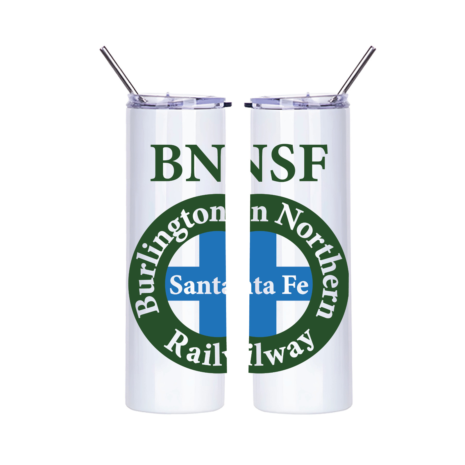 BNSF Logo Burlington Santa Fe Railway Train Insulated 20oz Skinny Tumbler Cup