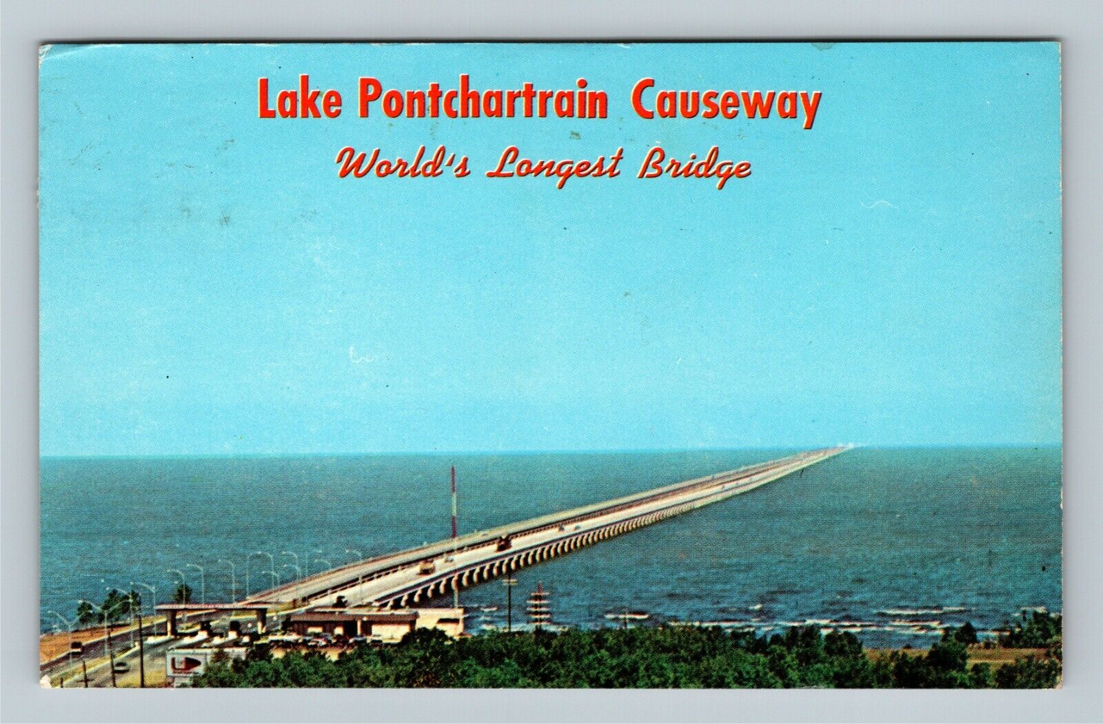 New Orleans LA, Lake Pontchartrain Causeway Vintage Louisiana c1971 PostcardÂ Â 