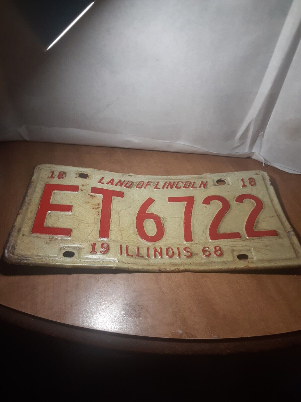 Vintage 1968 Illinois License Single Plate 