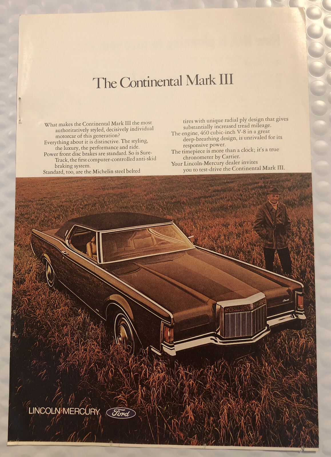Vintage 1970 Lincoln Continental Mark III Original Print Ad Full Page