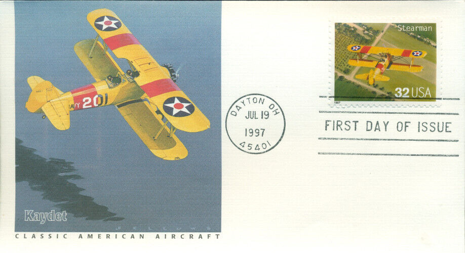 1997 First Day of Issue - Postage Stamp - Kaydet/Stearman - Fleetwood