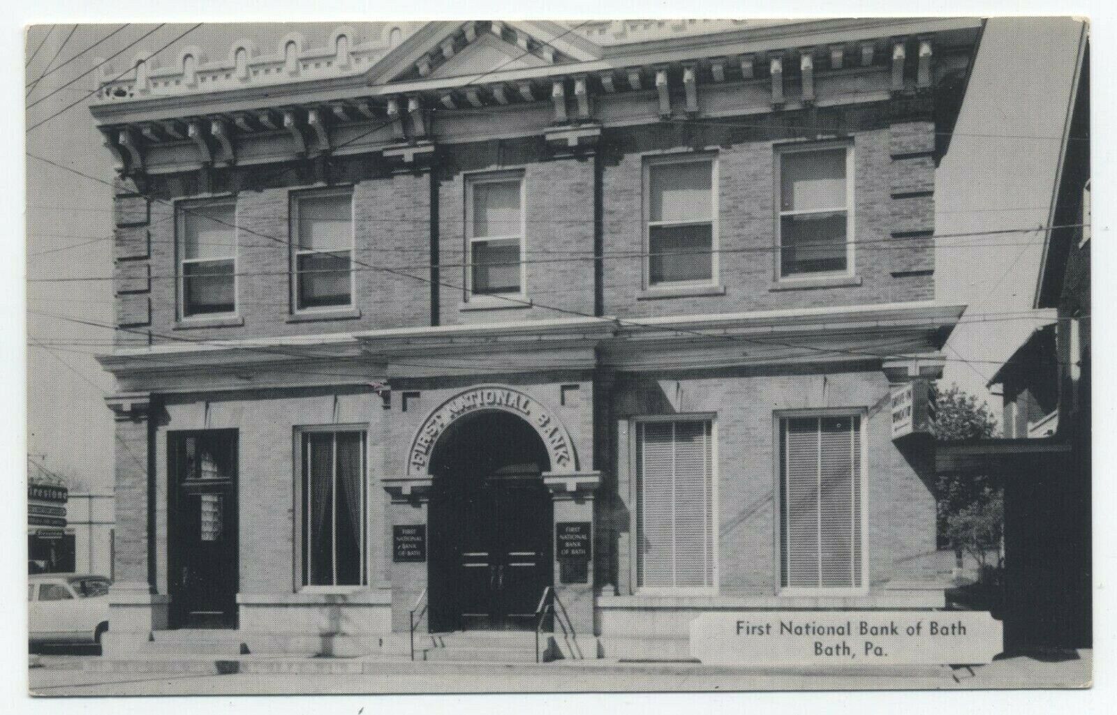 PA ~ First National Bank BATH Pennsylvania c1940's Northampton County Postcard