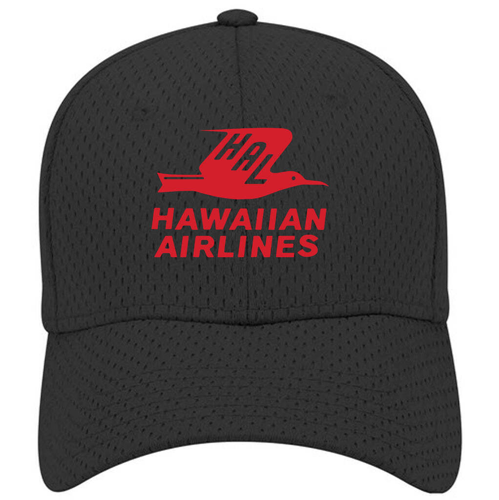 HAL Hawaiian Airlines Retro Logo Adjustable Black Mesh Golf Baseball Cap Hat New