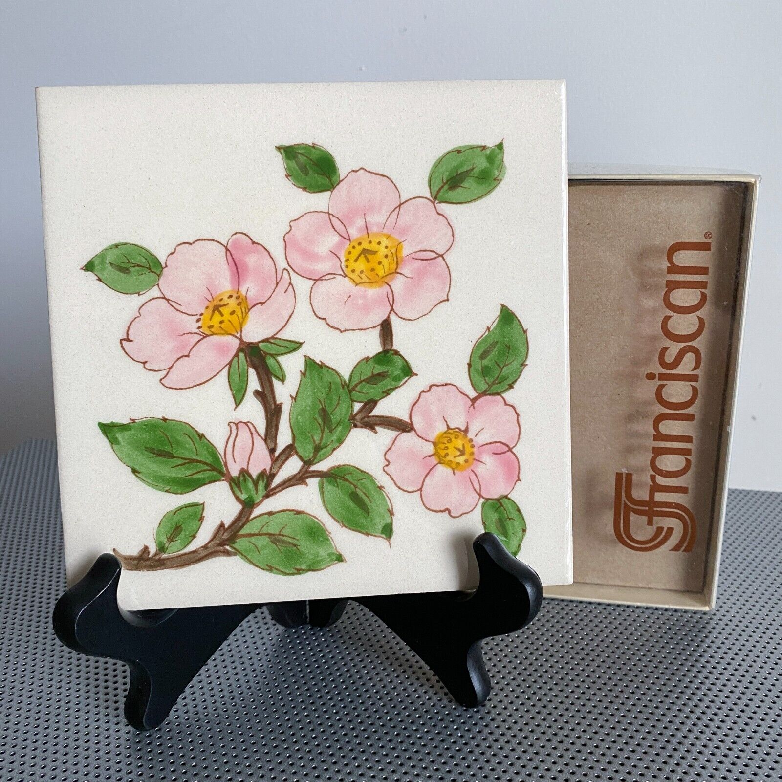 Vtg Franciscan Desert Rose Ceramic Tile or Trivet 6\