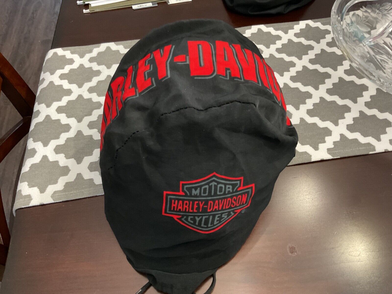 Harley Davidson Helmet Bag Dust Cover Drawstring Black Red Size Full