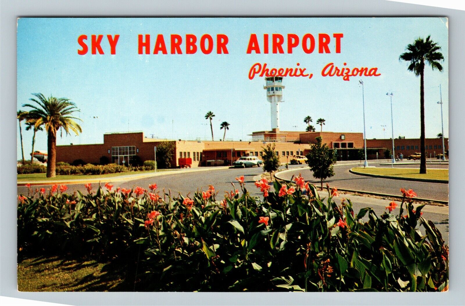 Phoenix Sky Harbor Airport, Classic Taxi, Control Tower Vintage Arizona Postcard