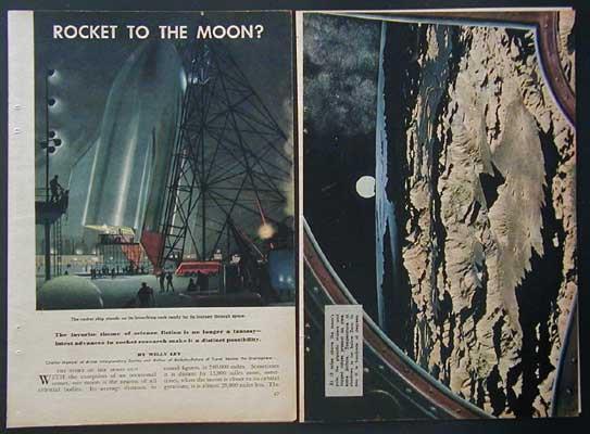 Willy Ley *Rocket to the Moon* 1945 Bonestell pictorial