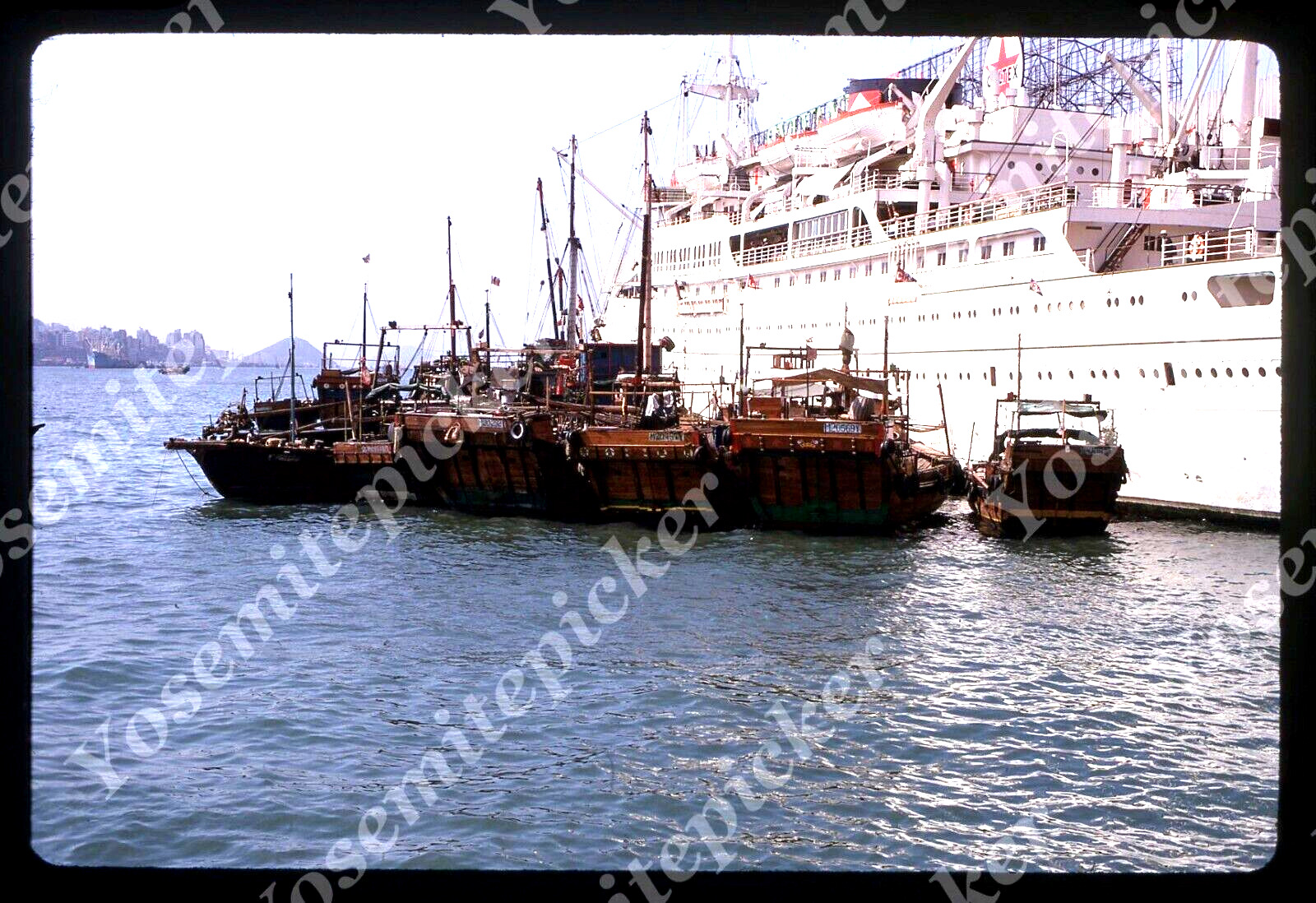 Sl64  Original slide 1968 Hong Kong Bay passenger cruise ship boats 378a