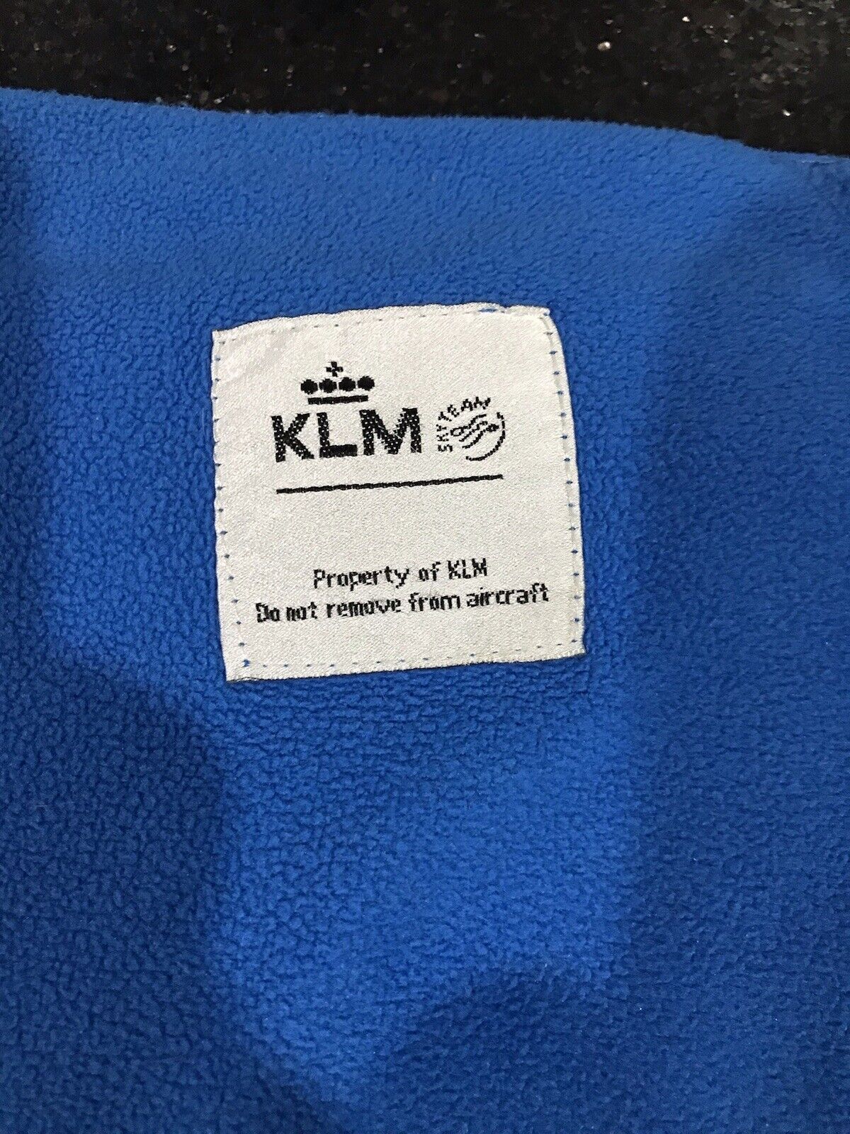 KLM Royal Dutch Airlines blue fleece blanket 40