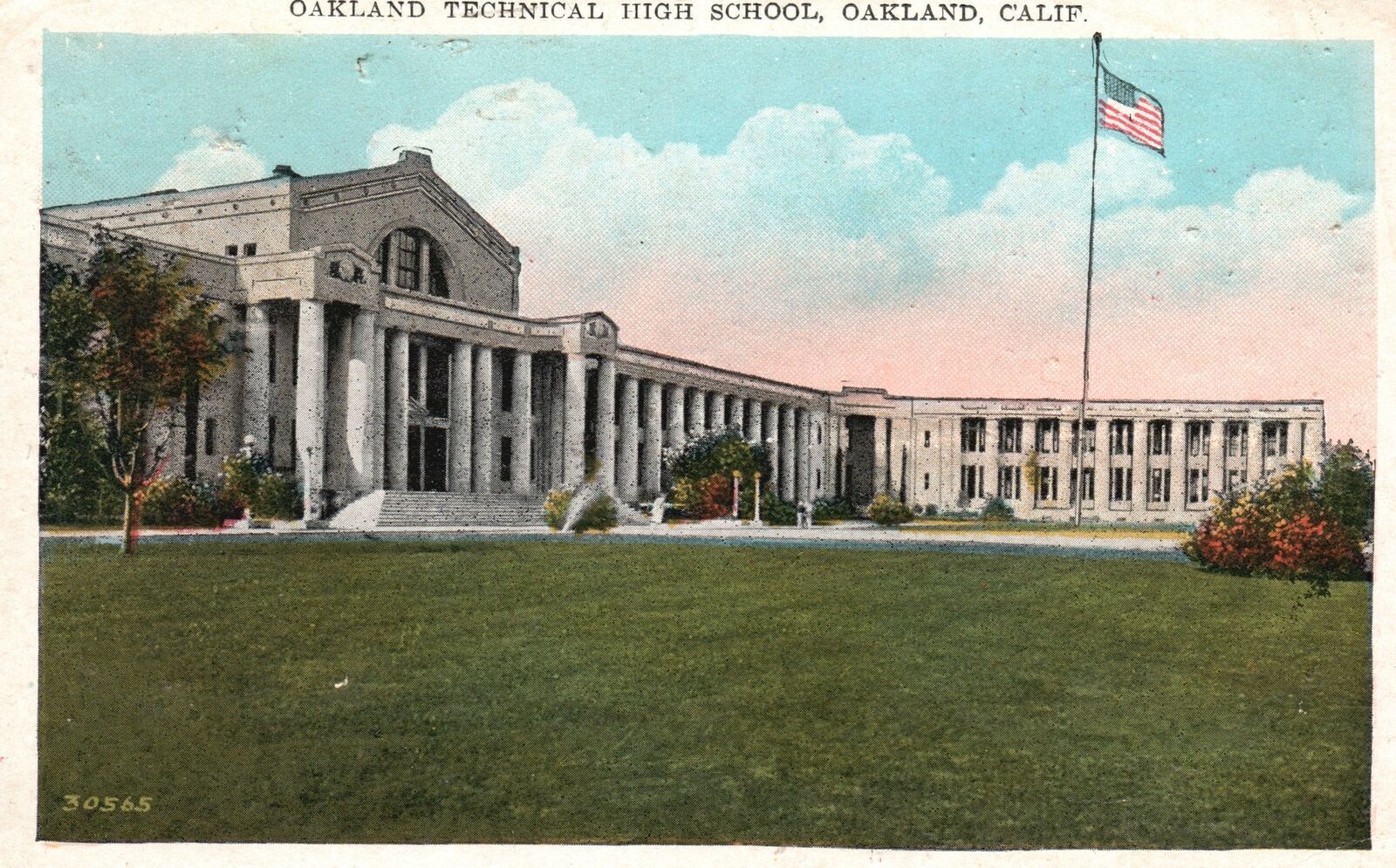 Vintage Postcard Oakland Technical High School Building Oakland California CA