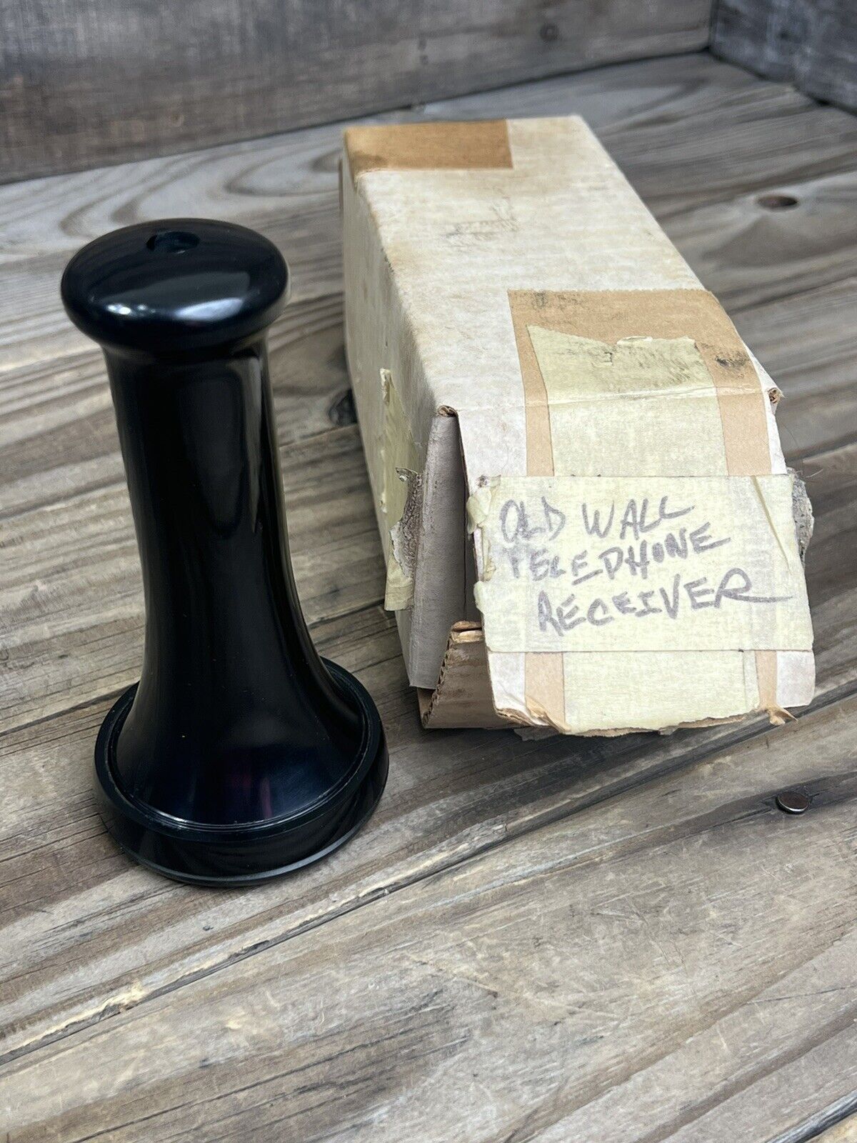 NOS Antique Candlestick Telephone Handset Receiver Shell Ear Piece Black in Box