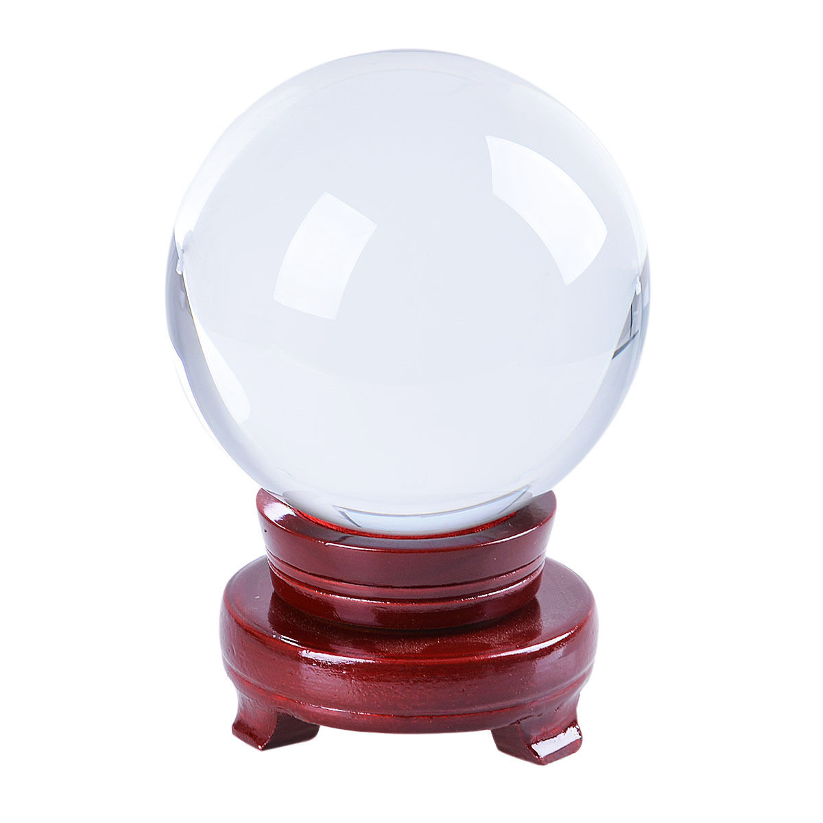 120mm Clear Glass Crystal Ball Sphere Photo Prop Paperweight Wood Stand with Box