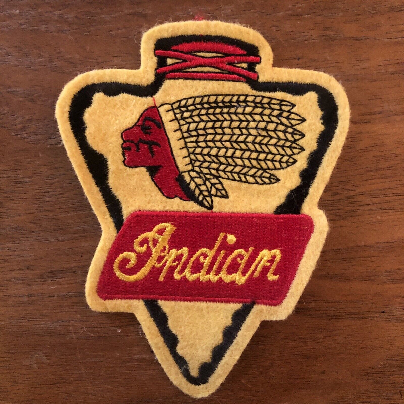 Vintage 70s Indian Motorcycle embroidered Original chief head felt Patch not rep