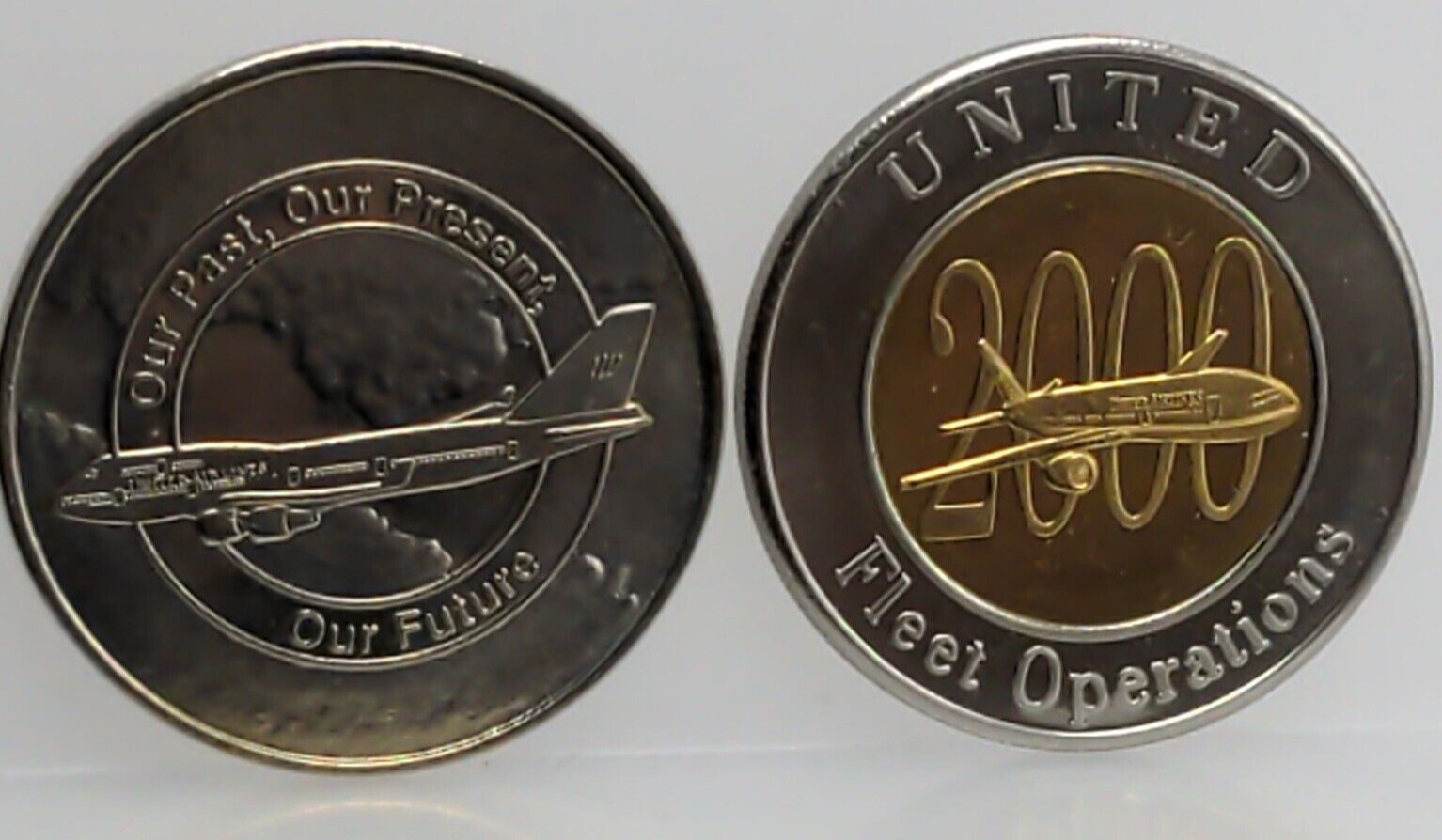 UNITED AIRLINES FLEET OPERATIONS Lot of 2 Coins / Tokens 747 777