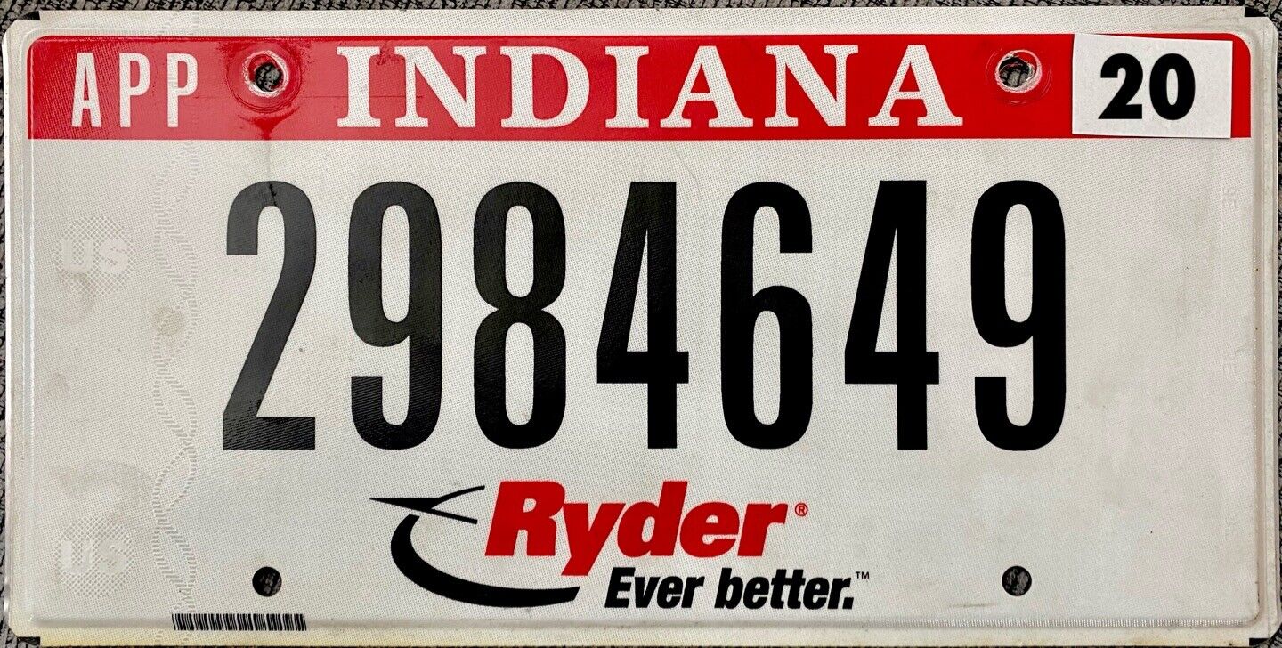 2000 INDIANA Ryder APP license plate EXPIRED